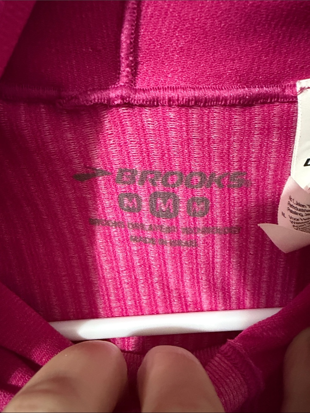 NWOT Brooks Run Happy Streaker' Seamless Hoodie Long Sleeve Stripes Medium Pink - Picture 5 of 11